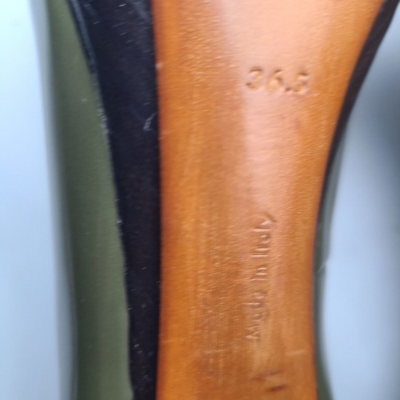 CELINE women heels pumps army green leather pointed toe SIZE US 5.5 EUR 36.5 - Picture 11 of 12
